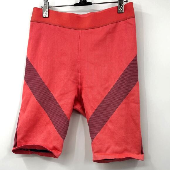 Fabletics Biker Shorts Womens Stripe Lines Bicycle Stretch Pink Blue Size‎ Large - Picture 1 of 4